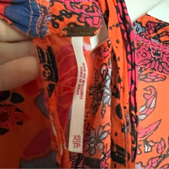 Free People Nouveau Floral Print High Neck Mini Dress Orange Red XS (No Slip) - Picture 13 of 13